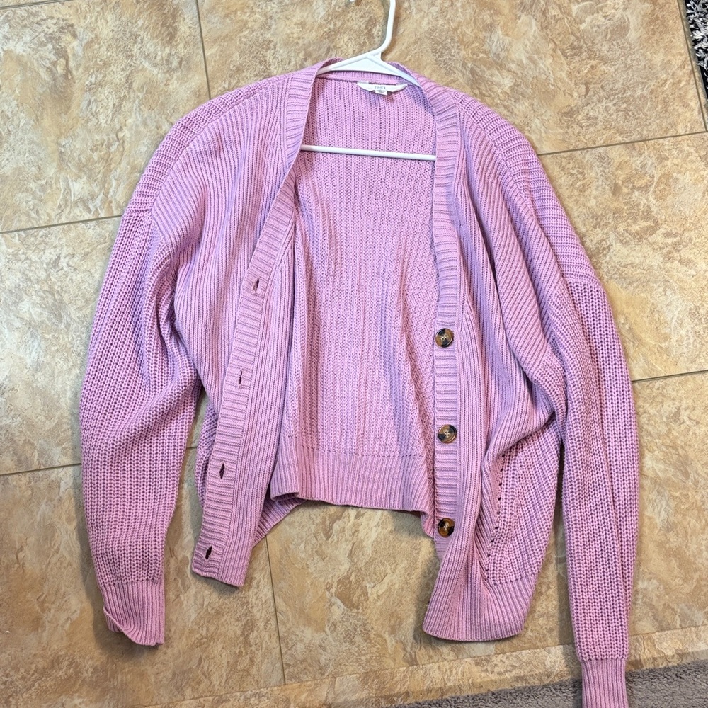 Time and Tru Lavender Button-Up Cardigan